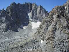 A rubble-strewn field below the summit of Mt. Mendel is shown in this undated handout photo. The glacial field is the site of a WWII-era plane crash. A body has been found. Another body was found in 2005.